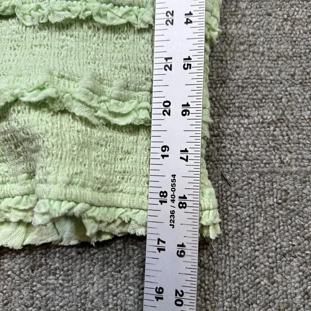 Free People Lolita Peasant Top Neon Pastel Green 100% Cotton Women's X-Small